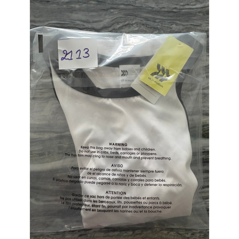 All in Motion Womens High Neck Tank Top White Black Trim Athletic Medium NEW - Picture 14 of 16